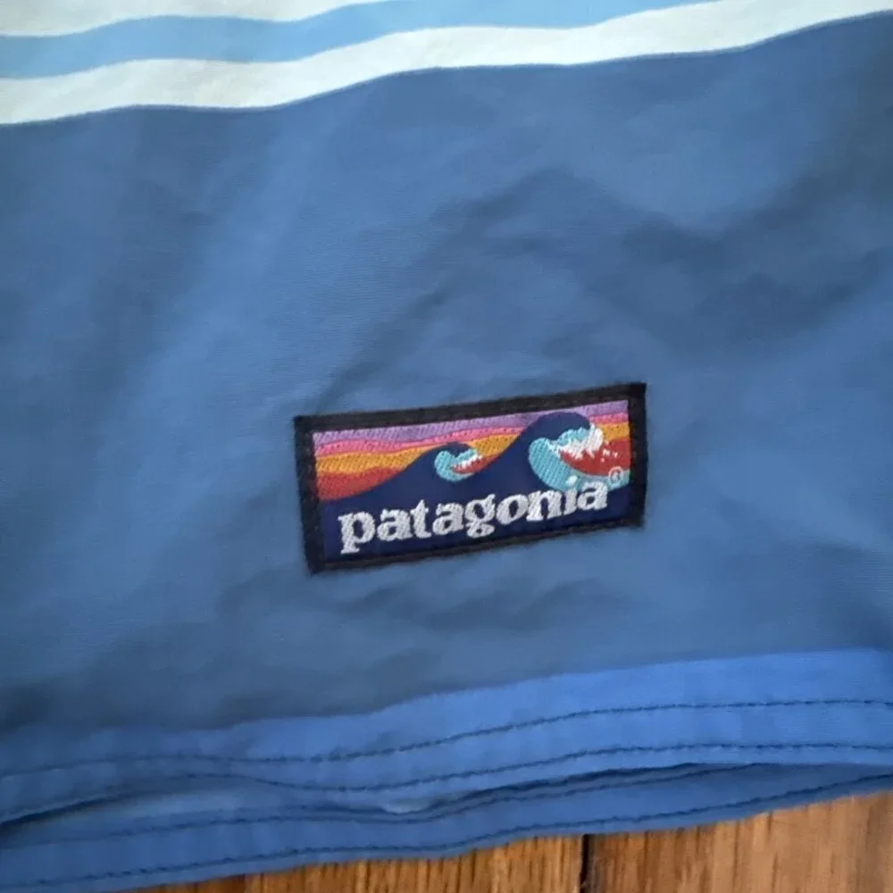 Patagonia Baggies Shorts Men's Blue Striped Swim Trunks Size 34